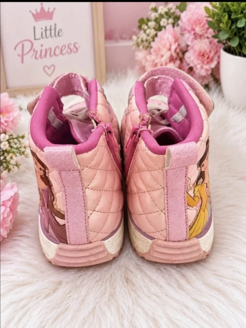 Girls' Pink 'Princess' Floral High-Top Boots